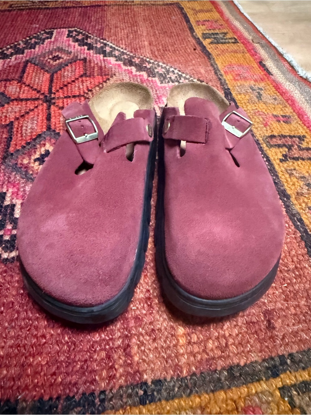 Birkenstock Platform Burgundy Suede Clog Mules, size 39 - Picture 12 of 12